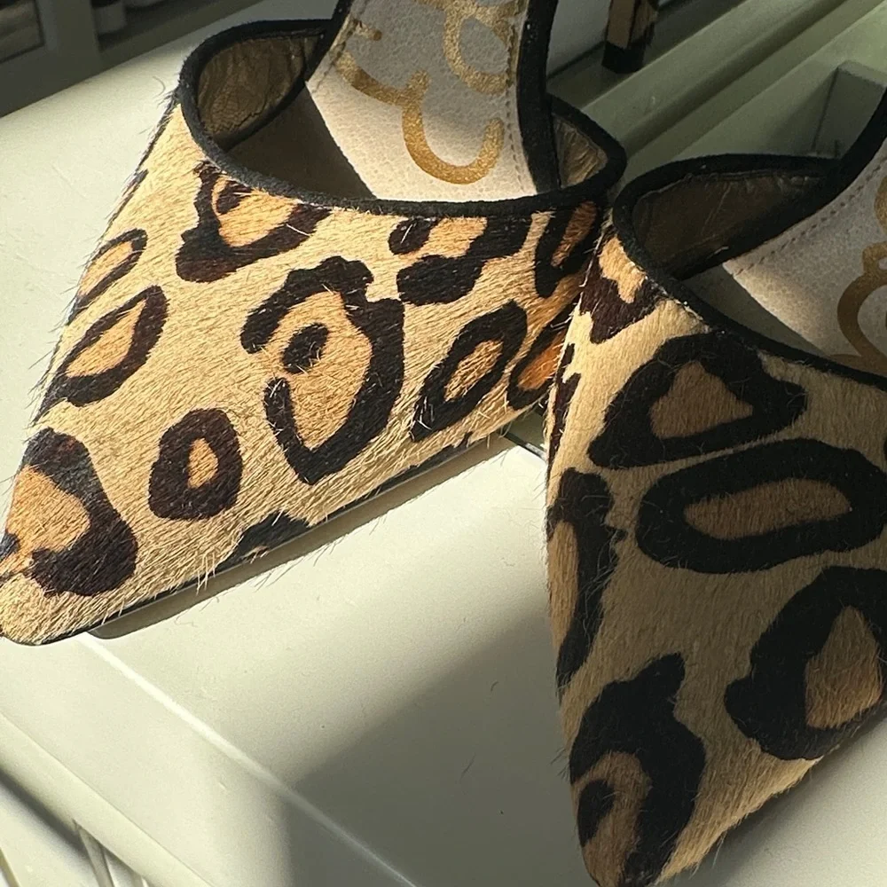Sam Edelman Leopard Print D'Orsay Pointed Pumps - Tan & Black - Picture 4 of 4